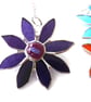 Stained Glass Suncatcher Daisy Dichroic Purple Handmade 007 - Image 1