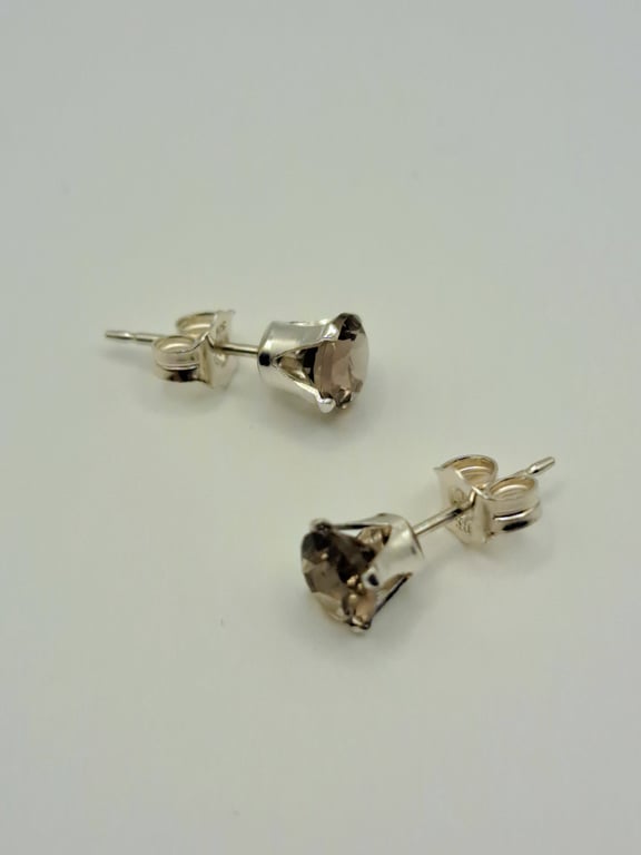 Smoky Quartz Sterling Silver 5mm Stud Earrings