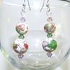 Cloisonne style earrings short pink white