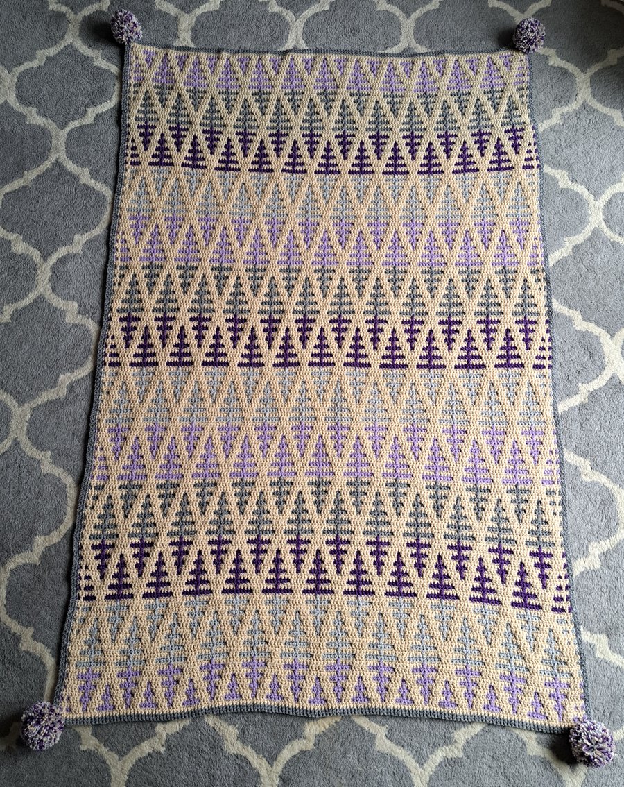 Nordic Trees Mosaic Crochet Blanket