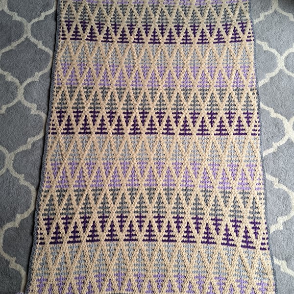 Nordic Trees Mosaic Crochet Blanket