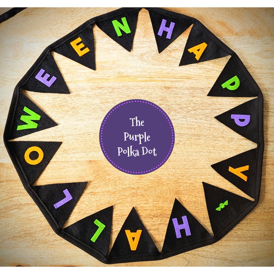 Happy Halloween bunting handmade from wool blend felt