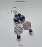 Blue Jasper & Faceted Crystal Silver Plated Long Dangle Earrings  - Image 6