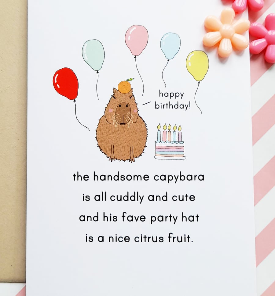 capybara poem A6 birthday greetings card 