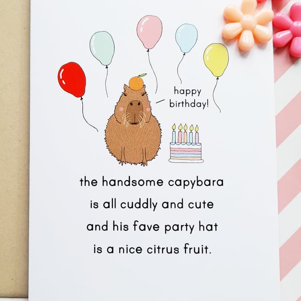 capybara poem A6 birthday greetings card 
