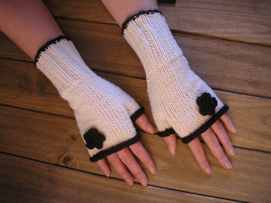 Hand Knitted Fingerless Gloves Wrist Warmers