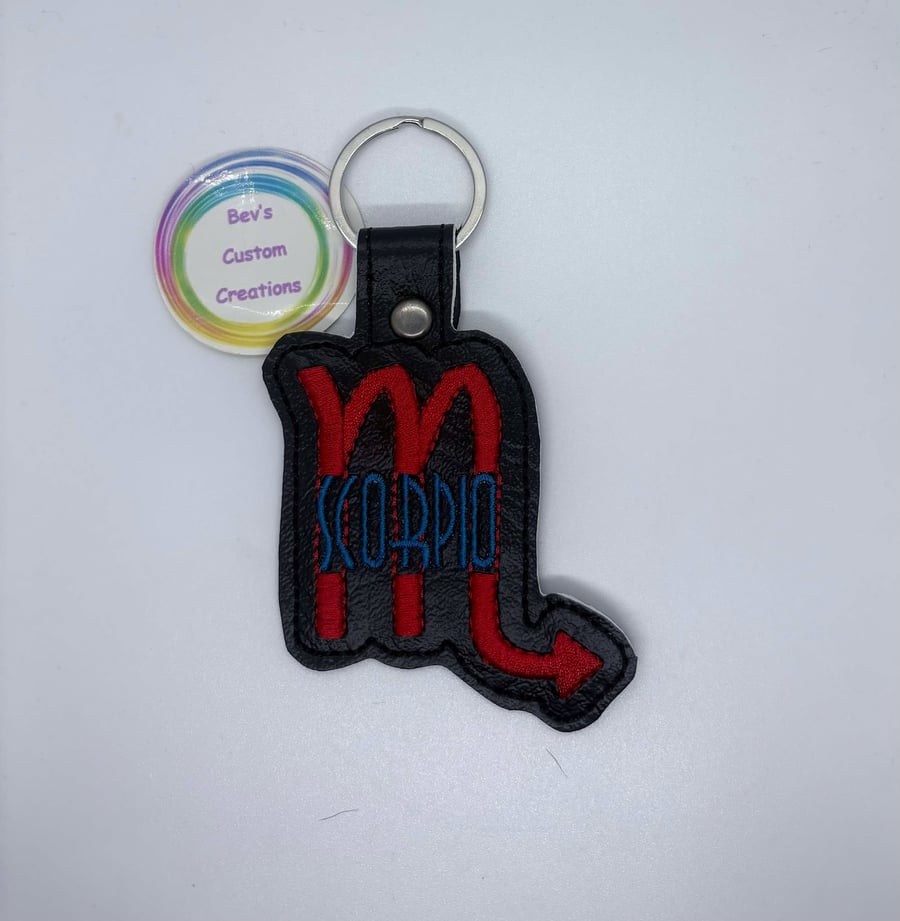 Embroidered Zodiac sign Keyring design - Scorpio