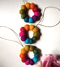 Felt Ball Mini Wreath Hanging Decorations, Set of 3, Rainbow Colours. - Image 4