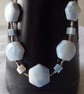 Blue Sky Sterling Silver Necklace featuring Cube and Hexagonal blue Opals - Image 3