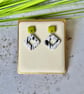 Colour & Monochrome - Metallic Green Square and Diamond Earrings