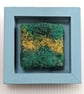 Green Abstract Textile Mini Art in Teal Painted wooden frame. - Image 4