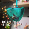 Emerald fused glass BABY bird