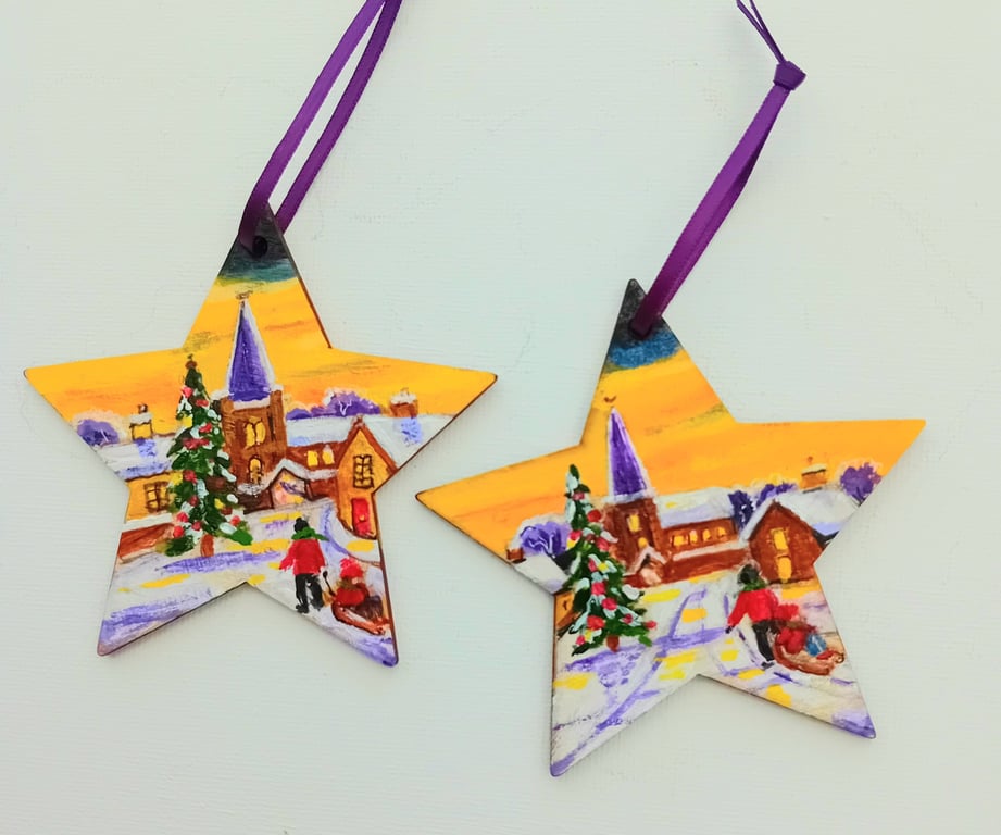 2 nostalgic Christmas stars set
