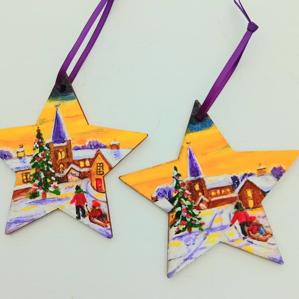 2 nostalgic Christmas stars set