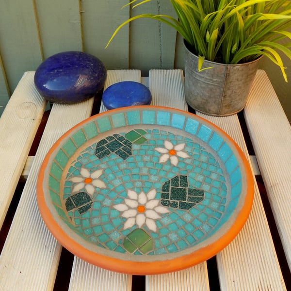 Jade Mosaic Waterlily Pond Bird Bath