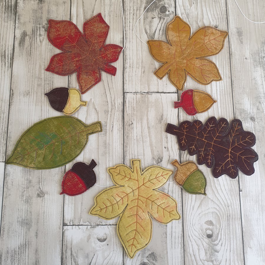 Leaf and Acorn Garland, Autumn Bunting