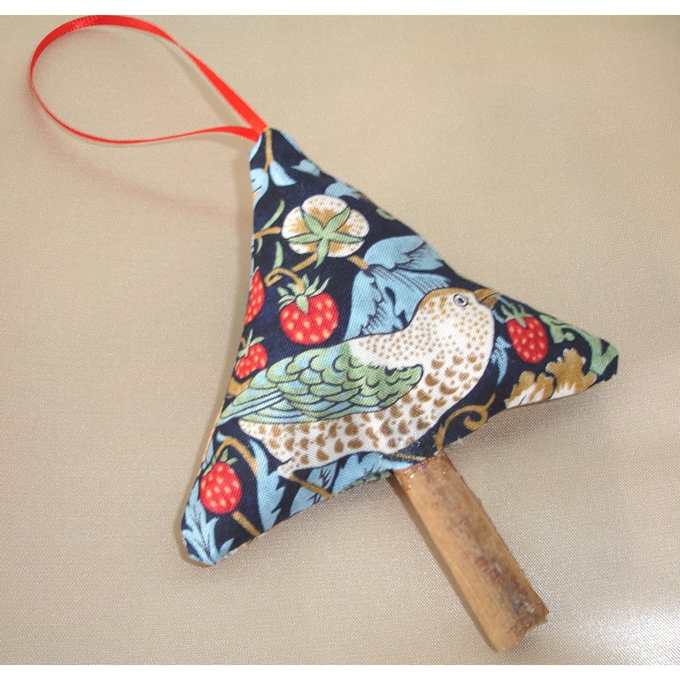 William Morris Christmas Tree Decoration Cinnamon Stick Strawberry Thief
