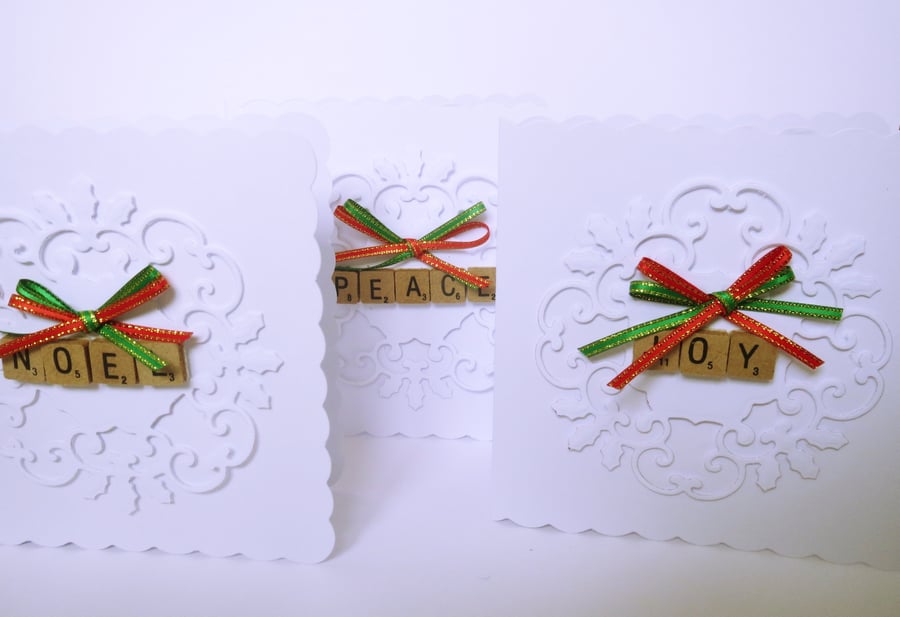 Scrabble Christmas card set of three