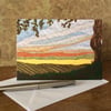 Countryside Landscape printed greetings card. 