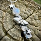 Moth Night Flight - moonstone and fine silver