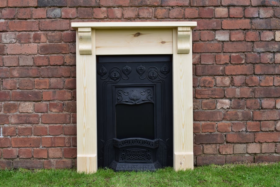 Small fire surround with corbels pine bedroom. Made to measure at an extra cost.