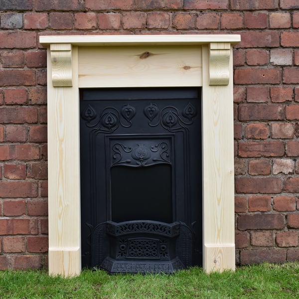 Small fire surround with corbels pine bedroom. Made to measure at an extra cost.