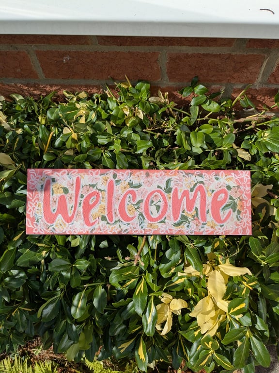 Hand painted Wooden Welcome sign