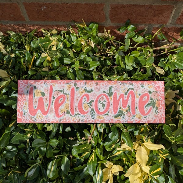 Hand painted Wooden Welcome sign