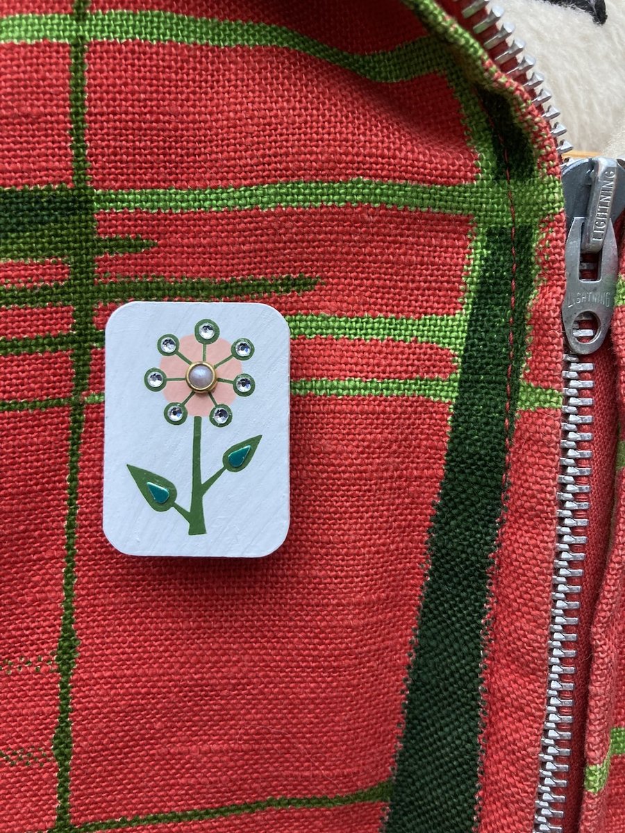 Hand painted Enid Collins of Texas Flower Brooch 2