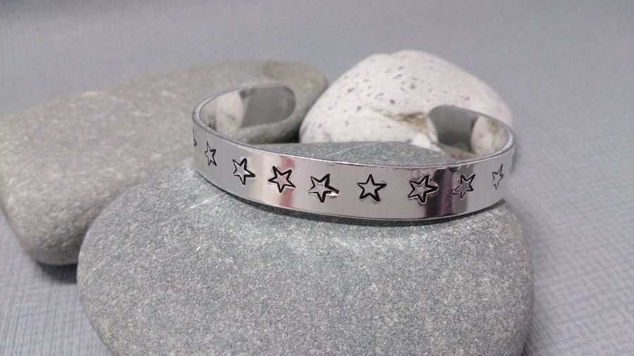 Star Bracelet, Hand Stamped