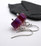 lampwork glass earrings, pink purple jewellery - Image 3