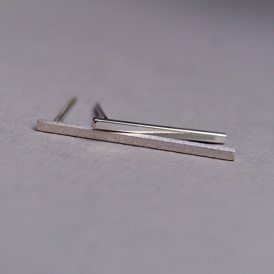 Long Mismatched Silver Earrings