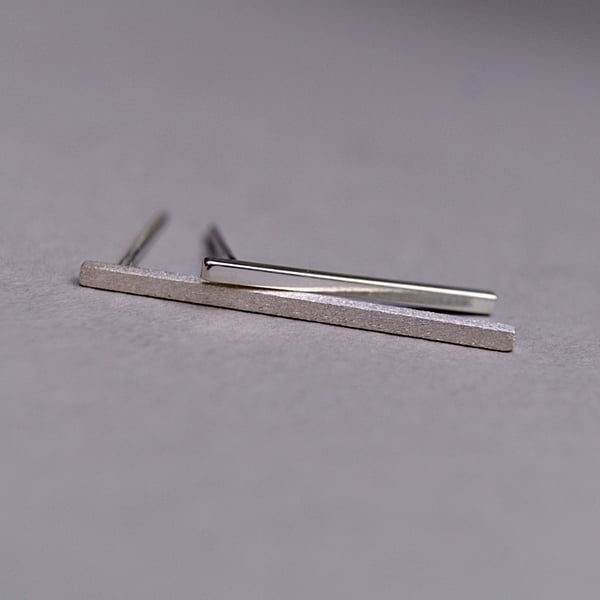 Long Mismatched Silver Earrings