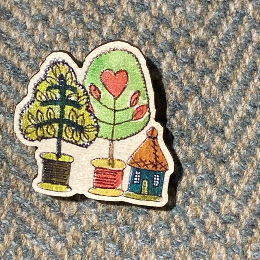 Pin badge - 2 green trees