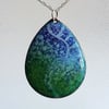 Teardrop “Batik” enamelled copper pendant 159
