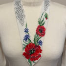 Handmade Beaded Necklace – Ukrainian Gerdan with Red Poppies and Cornflowers