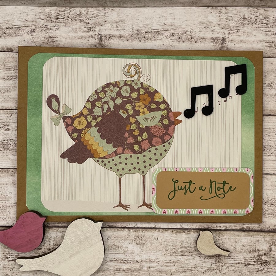 Just a note bird card with musical notes