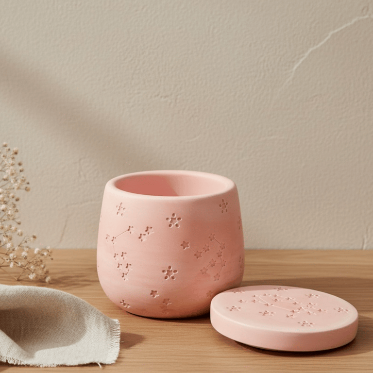 Flamingo Pink Marble Effect Jewellery Box with Star and Constellation Design