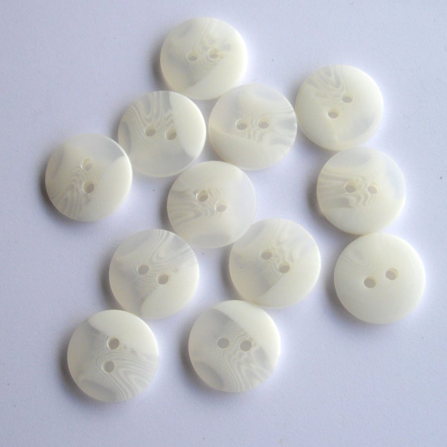 12 x White Marbled Buttons