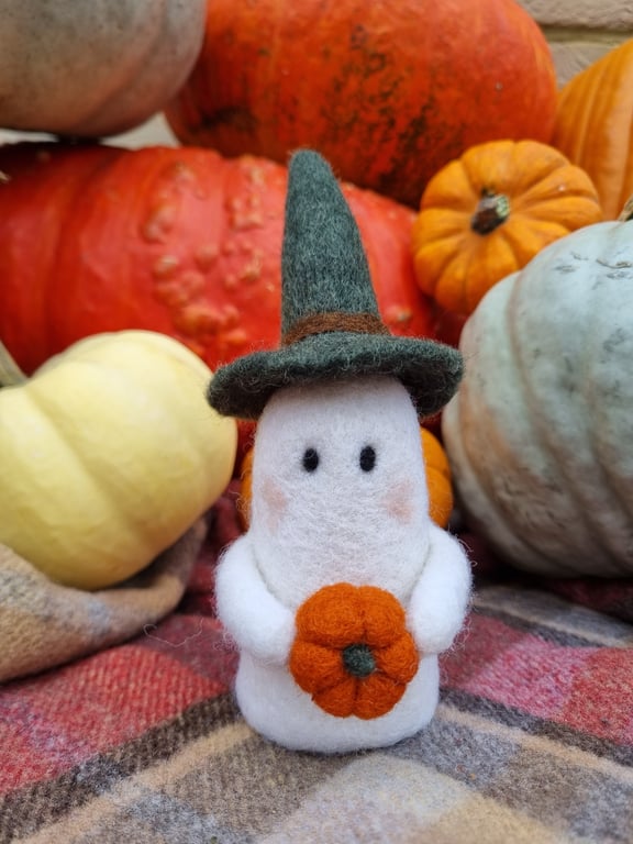 Wooly Needlefelted Witchy Ghost - Juniper