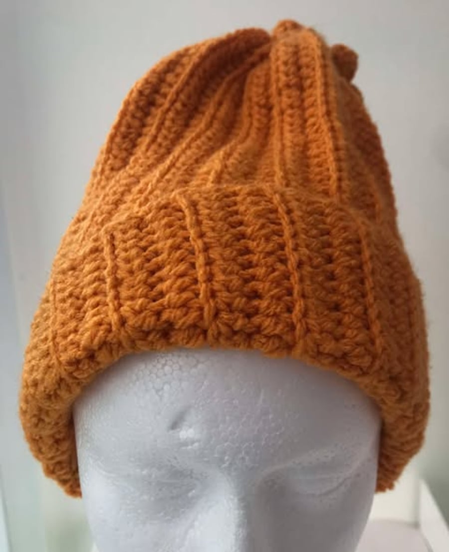Handmade crocheted Orange adult hat