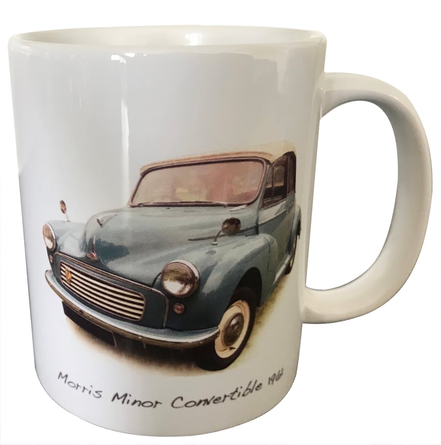 Morris Minor Convertible (Light Blue) 1963 - 11oz Ceramic Mug 