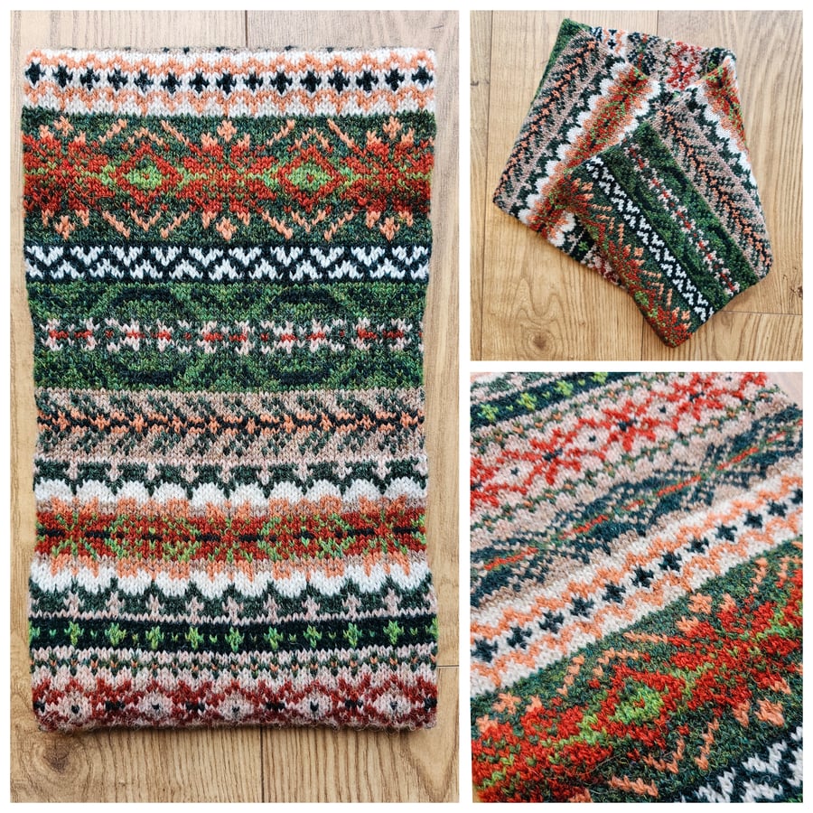 Fair Isle Cowl - hand knit in Shetland wool