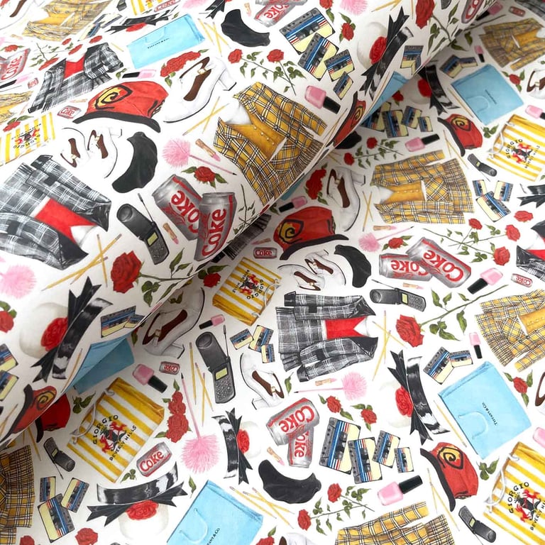 Clueless Movie Wrapping Paper & Tag – 90s Nostalgia Gift Wrap with Matching Tag