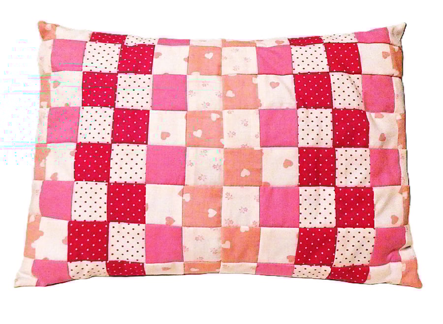Pink Patchwork Cotton Cushion with pad