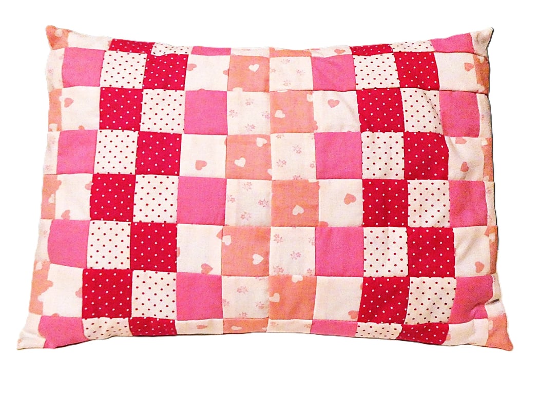 Pink Patchwork Cotton Cushion with pad