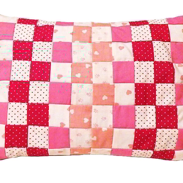 Pink Patchwork Cotton Cushion with pad