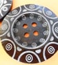 6cm Raised Edge  Dark Brown Patterned Large Wood  Buttons AZTEC pattern - Image 3