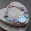 Sale Czech Glass Flower Beads Rose Gold Plated Bracelet