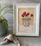 Stitched Flowers in a Pot Textile Art 